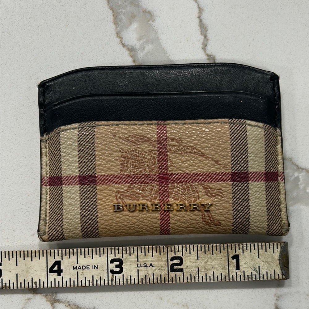 Plaid Burberry Card Holder with Black Trim